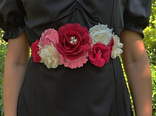 Wedding Bride Belt Floral Sash Belts for Maternity Dresses Floral Belt Sash Girls Women Baby Shower4