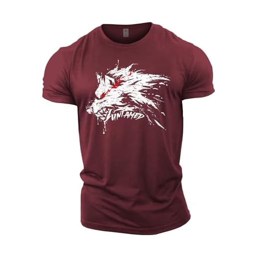 GYMTIER Untamed Wolf Red Eyes Drip Camiseta de Gimnasio para Hombre Entrenamiento de Culturismo Entrenamiento Levantamiento Ropa Superior, Granate, M