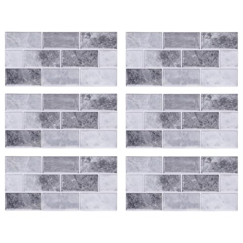 6 hojas de azulejos autoadhesivos antisalpicaduras, resistentes al agua, antiaceite, para cocina, comedor, dormitorio, baño y hogar