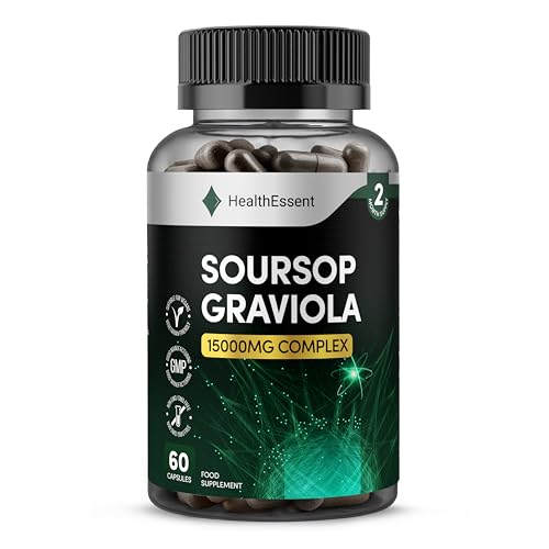 Soursop Graviola Fruit Extract Capsules, 15000mg High Strength Complex - Antioxidant & Immune Support - (2 Month Supply) - 60 Vegan Capsules by HealthEssent