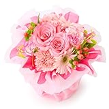 bloomee(ブルーミー) そのまま飾れる ブーケ ピンク Sサイズ クリスマス 生花 ミニ 花束 (ギフト プレゼント お祝い) 退職祝い 結婚祝い 卒業式 開店祝い フラワーギフト (花瓶不要 水いらず)