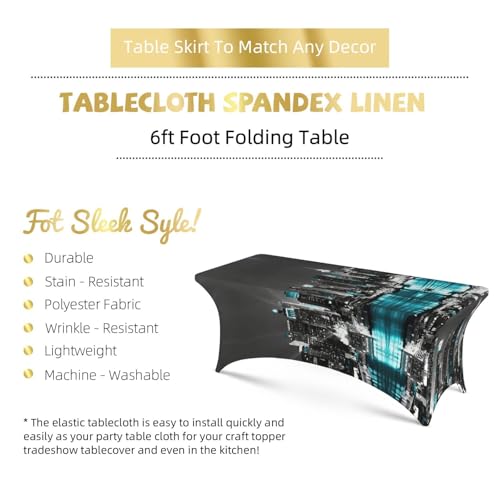 Housse table de patio extensible élasthanne pour masquer et décorer une table de buffet - 6