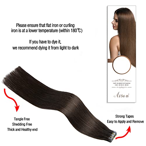 Tape In Hair Extensions Human Hair Dark Brown 100% Remy Human Hair Extensions Silky Straight For Fashion Women 20 Pcs/Package(18Inch #2 40G) #TOP4