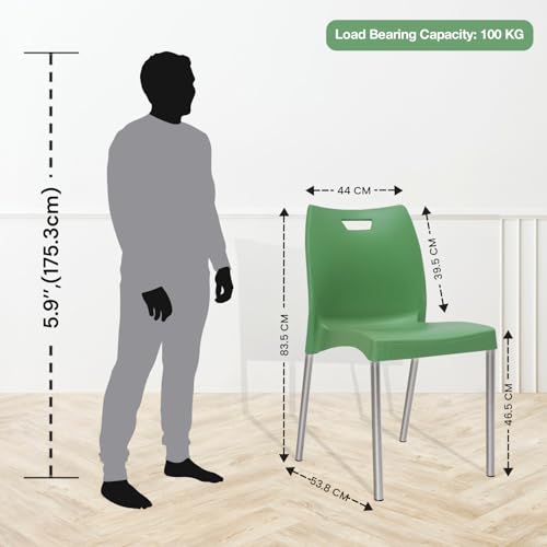 Image of IAFA FURNITURE Munch Plastic Chair| Living Room, Bed Room, Kitchen, Office Room, Outdoor| (Red, Set of 2) (Green, Set of 2)