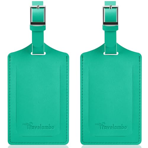 Travelambo 2-Pack Faux Leather Luggage Tags
