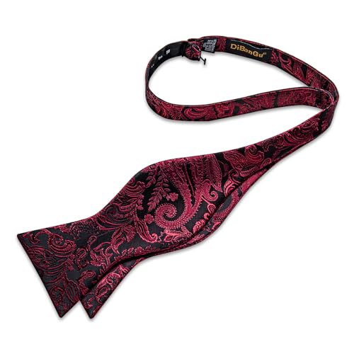 Image of DiBanGu Mens Silk Self Bow Tie Set 4PCS for Tuxedo Wedding,