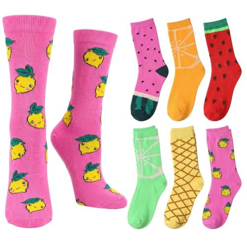 Image of Tipi Toe Women's 6-Pack Funky Crew Socks | Colorful Fun Patterned Novelty Dress Socks, Sizes 9-13