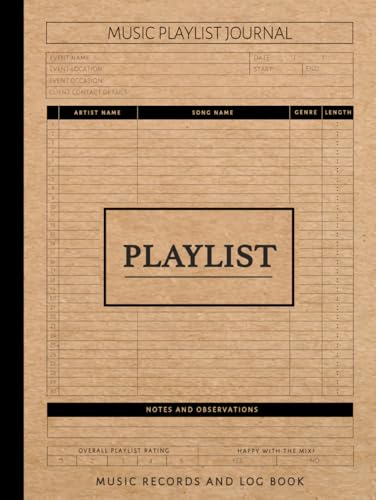 Music Playlist Records Log Book: Track & Perfect Every Mix. Ideal for DJs, Party Curators, and Event Enthusiasts
