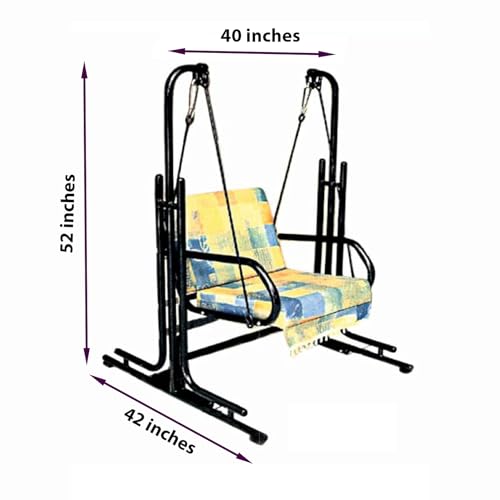 Image of s k modern art Swing with Stand | Jhula for Adults with Cushion for Home /Patio (Single Seater, Black)