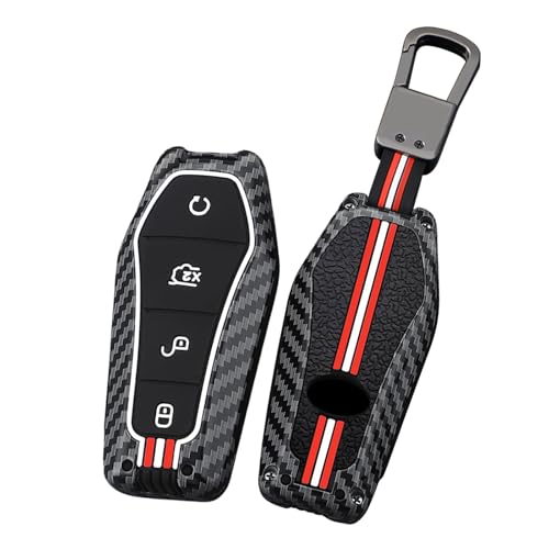 Coque silicone BYD protection anti-choc clé motif carbone 4 boutons