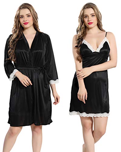 AV2 Women's Satin Solid Knee Length Night Dress - Image 2