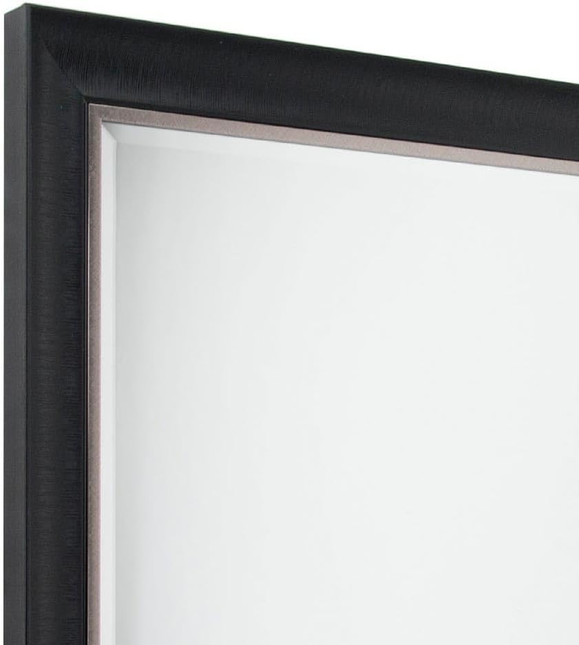 Alderton Transitional Black and Silver Beveled Wall Mirror - 34.5" x 28.5"