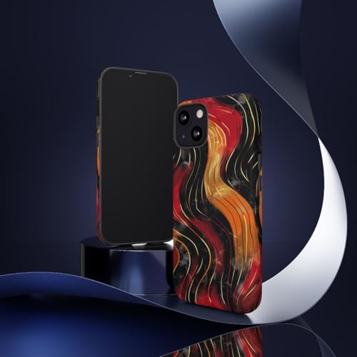 Coque iPhone 13 rigide mate motif ondulé rouge pour éviter les rayures
