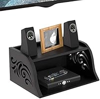 Vudy Wooden Set Top Box Wall Shelf for Setup Box|WiFi Router|ac Remote Stand Wall Mounted Shelves-Black