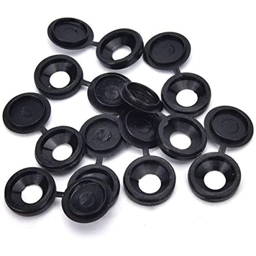 50Pcs Hinged Screw Cover Cap Plastic Screw Covers Caps Fold Snap Decorative Washer Flip Tops for Car Cabinet Furniture Black - Image 2