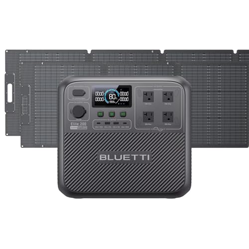 BLUETTI Solar Generator Elite 200 V2 with 2 200W Solar Panels Included, 2073.6Wh Portable Power Station w/ 4 2600W AC Outlets, 17-Year Lifespan LiFePO4 Emergency Power for Camping, Off-grid, Blackout