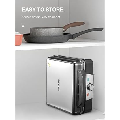 VINATO Waffeleisen, Belgisches Waffeleisen für 4 Waffeln, 1200W Schnelle und Stabile Wärme, Waffeln Maschine mit Antihaftbeschichtung von Heizplatten, Stufenlose Temperaturregulierung – Bild 6