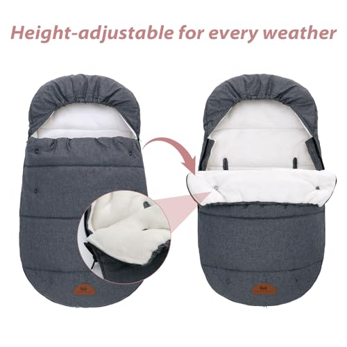 Image of Miracle Baby Universal Footmuff for Prams, Winter Windproof Warm Pram Footmuffs, Baby Bunting Bags for Strollers, Pushchairs, Car Seat, Stroller Sleeping Bag, Grey