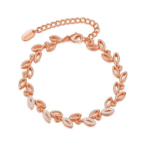 Philip Jones Rose Gold Leaf Bracelet with Crystals Cover