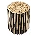 Meubletmoi Tabouret/Table d'appoint en Bois de Teck avec Peinture Noire - Style Naturel et Ethnique - Fabrication Artisanale - Tick