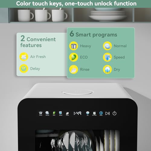 Hermitlux Countertop Dishwasher, 5 Place Settings Portable Dishwashers Mini - Image 3