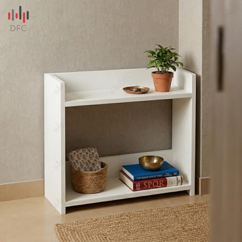 Image of DFC Element Crysta Shelf for Home, Living Room & Bedroom | Engineered Wood Storage Shelf with Open Display Design | Space Saving Organizer for Books, Decor & Daily Essentials (Classic White, 2 Level)