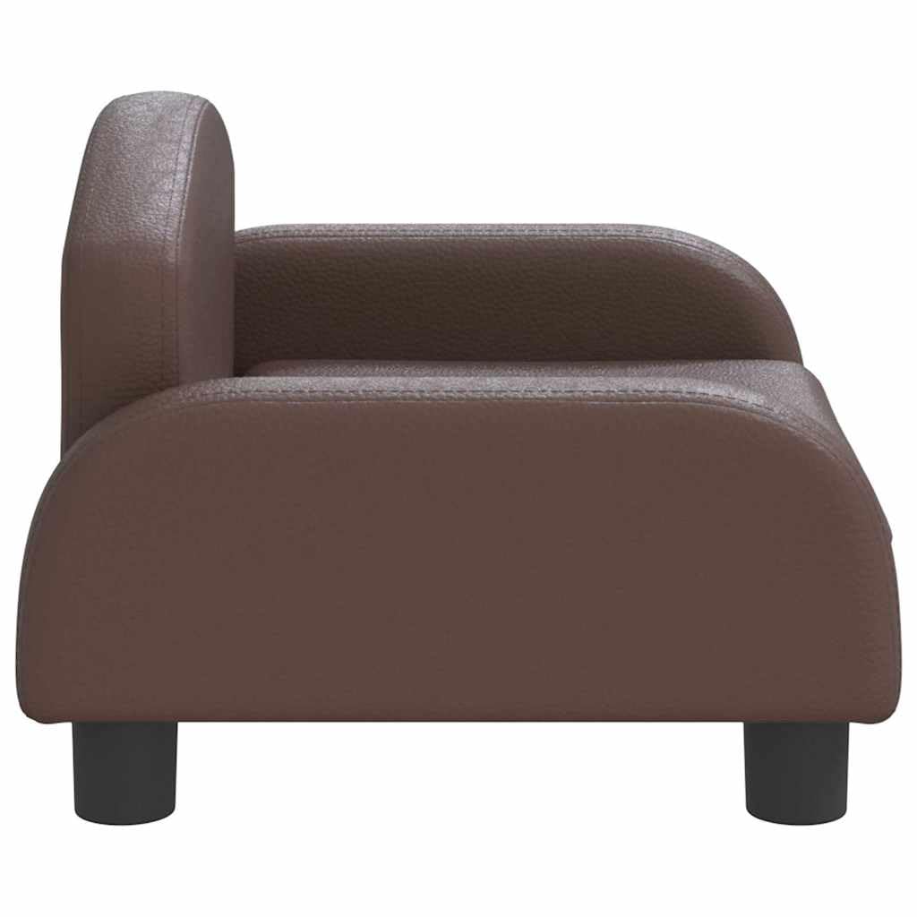 Hundesofa aus Kunstleder, Braun, 50 x 40 x 30 cm, Hundebett mit Rahmen aus massivem Kiefernholz und dickem Schaumstoff, wasserdichte Beschichtung, leicht zu reinigen, elegantes Design