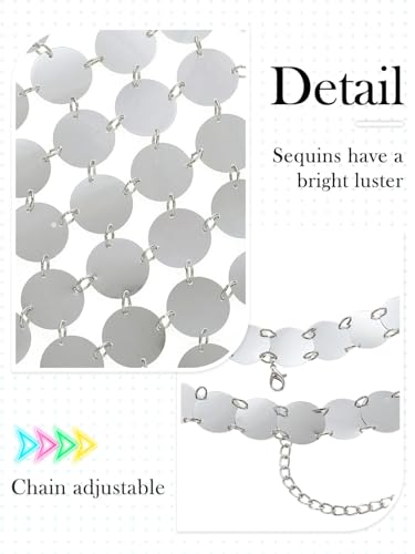 GORAIS Sparkly Sequin Chainmail Dress Dots Dance Mini Dresses Nightclub Bikini Body Chain Dress for Women3