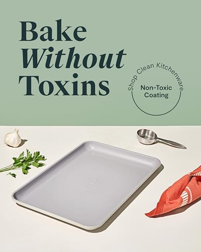 Caraway Non-Stick Ceramic Baking Sheet - Naturally Slick Ceramic Coating - Non-Toxic, PTFE & PFOA Free - Perfect for Baking, Roasting, and More - Medium (15" x 10") - Cream - Image 5