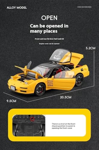 Image of Invite 1:24 Scale Honda Acura NSX NA1 Die-Cast Model Car - Alloy Metal Pullback Toy Car with Openable Doors, Lights & Music - Luxury Sports Car Toy for Kids & Collectors [Random Color]