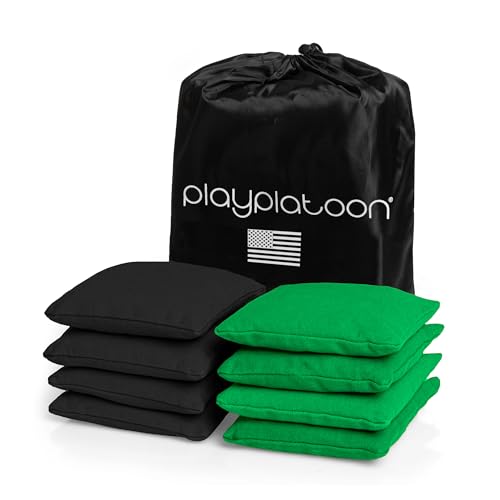Image of Play Platoon Cornhole Bags Weather Resistant- Set of 8 Regulation Bean Bags for Tossing- Official Professional Size & Weight Corn Hole Bags Two Color All Weather Cornhole Beans Bag Set with Tote Bag