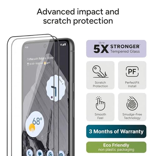 Image of Casecandy - (Pack 2 Tempered Glass Screen Protector For Pixel 8 Pro | Tempered Glass Screen Guard Compatible For Google Pixel 8 Pro - 9H Hardness /HD /Fingerprint Working