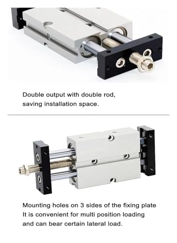 Vérin pneumatique double arbre TN réglable pour guidage précis