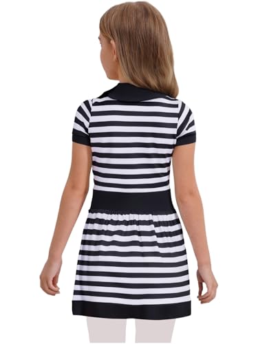 renvena Girls Striped Prisoner Dress Kids Black and White Inmate Jail Criminal Convict Fancy Dress2
