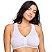 Glamorise Full Figure Plus Size Front-Closure Cotton T-Back Comfort Bra Wirefree #1908 White