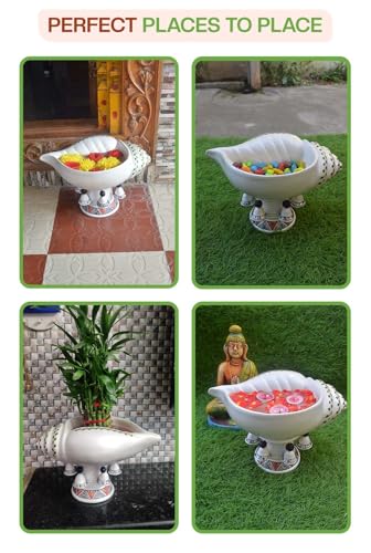 Image of Village Decor Terrcotta Handpainted Sangu Urli (Sangu Urli with Stand)