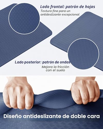 Oak & Tea Yoga Mat Thick Non Slip Yoga Mats for Women Men Exercise Mats for Home Gym with Carry Strap TPE Eco Friendly Workout Mat for Yoga Meditation Pilates 183x61x0.6cm - Imagen 4