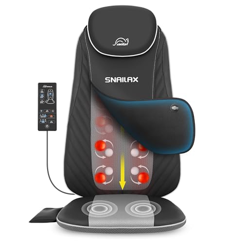 Image of Snailax Shiatsu Back Massager with Heat & Vibration, 3D Kneading Massage Chair Pad for Pain Relief Deep Tissue, Chair Massager for Office Home Chair Use, Gifts for Mom, Dad