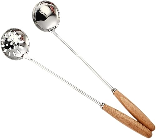 Miniatura 1 de Hemoton 2 cucharas de cocina para el hogar cuchara de acero inoxidable cuchara de sopa larga accesorio de cocina