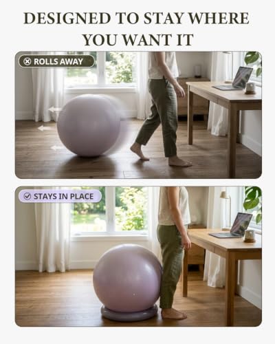 Image of Trideer Yoga Ball Chair with Base for Office Desk, Exercise & Stability Ball Seat, Pilates Ball for Core Training, Pregnancy Ball, Back Pain Relief & Active Sitting