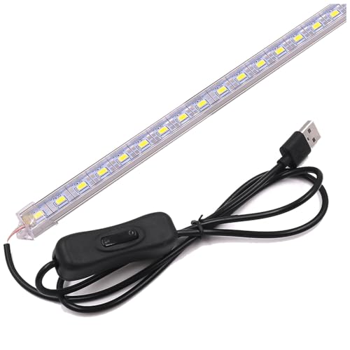 GQL 5V USB LED Strip Rigid Hard Light with Switch, Kitchen Under Cabinet Dormitory Night Light (35cm (Transparent Cover), Warm White (2800-3500K))