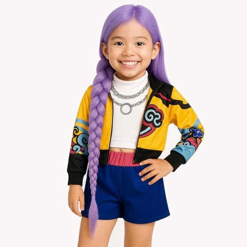 Fantasia Guerreiras Kpop Palco Festa Pop Infantil Dança Luxo Hunt...