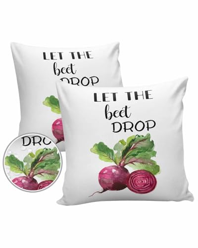 Vegetables Painting Outdoor Pillow Covers Waterproof,All Weather Cushion Case Set of 2 Decorative Pillowcases for Sofa Couch Bed Decor Patio Furniture 18
