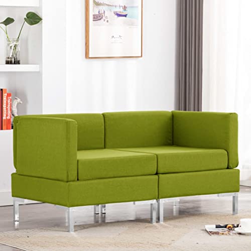 Goliraya 2 Sofás modulares en Tela Gris Oscuro/Verde/Gris Taupe, sofá Modular Moderno...