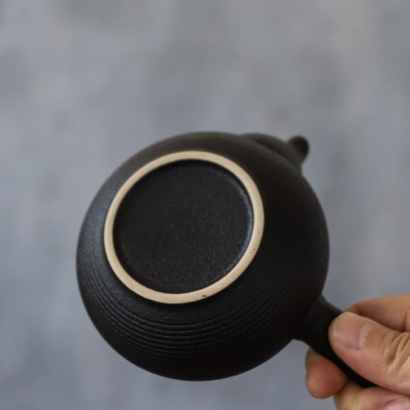 AILIFE Black Crockery Kyusu Teekanne, handgefertigt, chinesische Teekanne, 165 ml