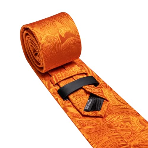 Image of Barry.Wang Men Tie Set Paisley Silk Necktie Pocket Square Cufflinks Formal Wedding Business Party