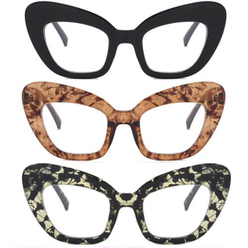 Image of 3 pack Blue Light Blocker Reading Glasses Cat eye Frame Readers Eyeglasses for Women