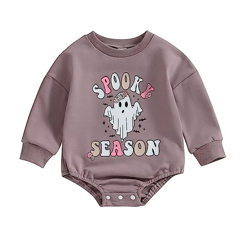 FYBITBO Newborn Halloween Outfit Girl Boy Spooky Season Romper Bubble Sweatshirt Bodysuit Fall Halloween Baby Clothes