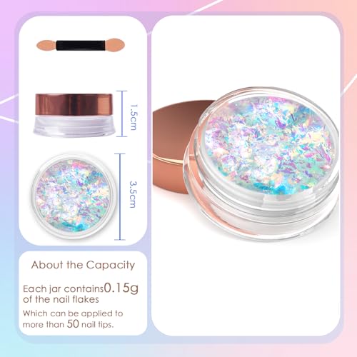 Laza LA-240428 Colorful Moonlight Chameleon Flakes Nail Glitter Irregular Opal Nail Foil Flakes Chunky Confetti Color-Shift Sequins Iridescent Fairy Dust For Mermaid Nails Design, Nail Decorations For Nail Art thumb #4