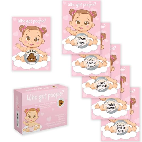 Fun Baby Shower Games for Girls - Poopie Emoji Scratch-Off Lotter...